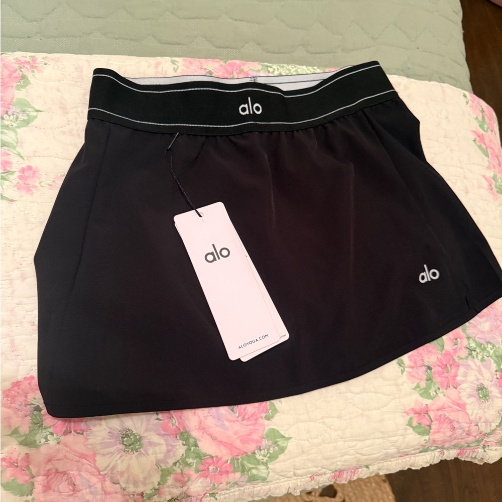 ALO Yoga Black Match Point Tennis Skirt